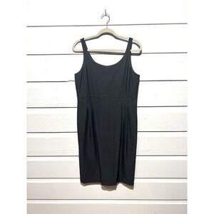 Eileen Fisher Italian Ponte Sheath Dress Size Petite Medium Black Silk Lined